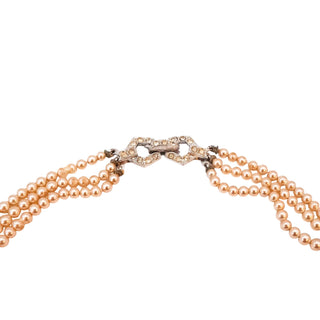 Vintage 16.5-Inch Simulated Graduating Champagne Pearl Triple Strand Necklace
