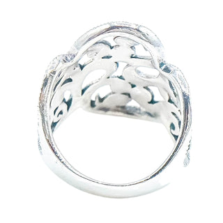 Vintage Sterling Silver Marcasite Scroll Ring Band Size 6.5