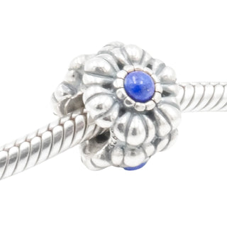 Pandora September Birthday Bloom Lapis Charm Sterling Silver Retired