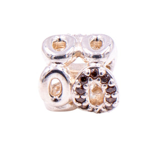 Pandora Circle of Friends Charm Sterling Silver with Brown & Clear Zirconia