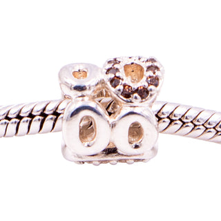 Pandora Circle of Friends Charm Sterling Silver with Brown & Clear Zirconia