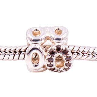 Pandora Circle of Friends Charm Sterling Silver with Brown & Clear Zirconia