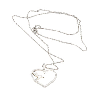 Vintage Black Hills 12K Gold And Sterling Silver Hummingbird Heart Necklace