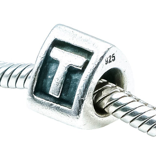 Pandora Alphabet Letter T Sterling Silver Charm Bead