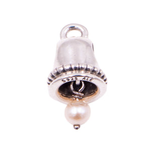Pandora Retired Pearl Bell Sterling Silver Freshwater Pearl Dangle Charm