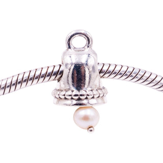 Pandora Retired Pearl Bell Sterling Silver Freshwater Pearl Dangle Charm