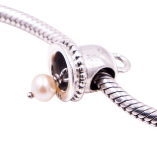 Pandora Retired Pearl Bell Sterling Silver Freshwater Pearl Dangle Charm