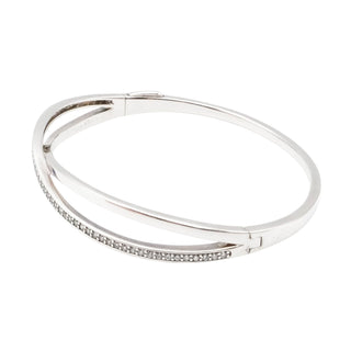 Pandora Entwined Sterling Silver Bangle with Clear Zirconia – Retired – Size 2 (Medium)