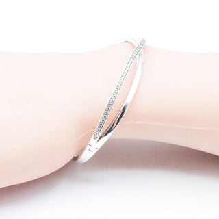 Pandora Entwined Sterling Silver Bangle with Clear Zirconia – Retired – Size 2 (Medium)