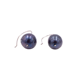 Sterling Silver 1 Inch 14mm Tahitian Black Baroque Pearl Hook Earrings