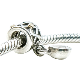 Pandora Rare Retired One World Health Sterling Silver 14K Gold CZ Dangle Charm