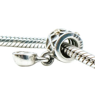Pandora Rare Retired One World Health Sterling Silver 14K Gold CZ Dangle Charm