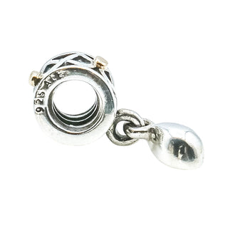 Pandora Rare Retired One World Health Sterling Silver 14K Gold CZ Dangle Charm