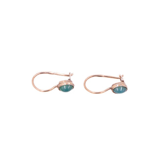 Gold Plated Silver 0.75 Inch Green Aventurine Cabochon Drop Earrings