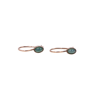 Gold Plated Silver 0.75 Inch Green Aventurine Cabochon Drop Earrings