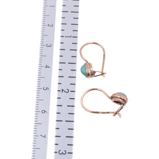 Gold Plated Silver 0.75 Inch Green Aventurine Cabochon Drop Earrings