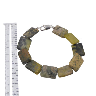 Sterling Silver Serpentine Stone Beaded Bracelet 8.5 Inches