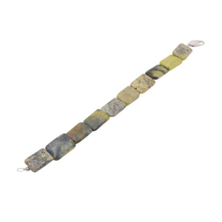 Sterling Silver Serpentine Stone Beaded Bracelet 8.5 Inches