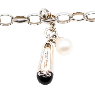 Thomas Sabo Ballerina Shoe And Pearl Sterling Silver Charm Pendant 0765-258-14