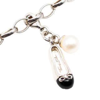 Thomas Sabo Ballerina Shoe And Pearl Sterling Silver Charm Pendant 0765-258-14