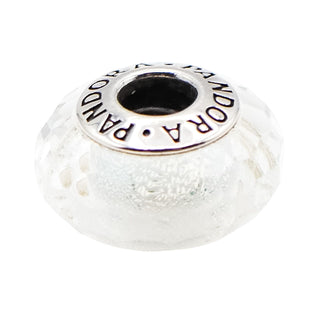 Pandora Rare Frosty Mint Shimmer Faceted Murano Glass Sterling Silver Charm Retired