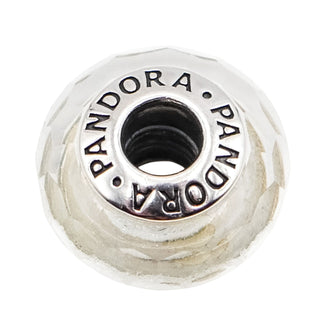 Pandora Rare Frosty Mint Shimmer Faceted Murano Glass Sterling Silver Charm Retired