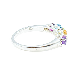 Sterling Silver Multi-Gemstone Heart Ring – Size 7 – Amethyst, Citrine, Topaz, Garnet, Peridot