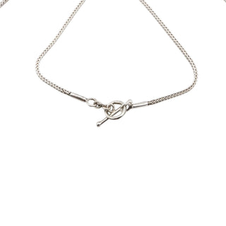 Vintage Sterling Silver Foxtail Chain Dog Tag Necklace 32 Inches Toggle Clasp