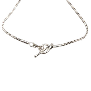 Vintage Sterling Silver Foxtail Chain Dog Tag Necklace 32 Inches Toggle Clasp