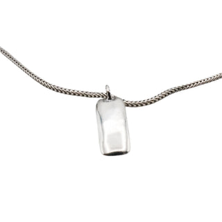 Vintage Sterling Silver Foxtail Chain Dog Tag Necklace 32 Inches Toggle Clasp