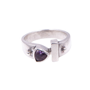 Sterling Silver Trillion Amethyst Modernist Bypass Ring Size 6.25