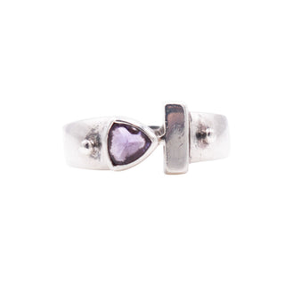 Sterling Silver Trillion Amethyst Modernist Bypass Ring Size 6.25