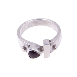 Sterling Silver Trillion Amethyst Modernist Bypass Ring Size 6.25