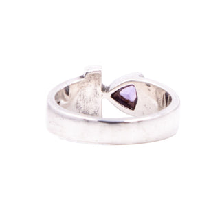 Sterling Silver Trillion Amethyst Modernist Bypass Ring Size 6.25