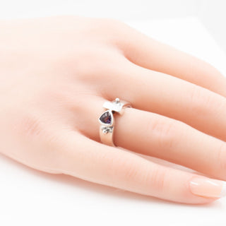 Sterling Silver Trillion Amethyst Modernist Bypass Ring Size 6.25