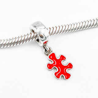 PANDORA RARE Genuine Red Autism Jigsaw Puzzle Dangle Charm