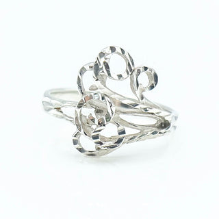 Sterling Silver Freeform Diamond Cut Ring Size 8