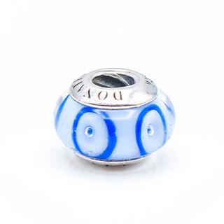 DONATELLA Blue Murano Glass Charm With Sterling Silver Core