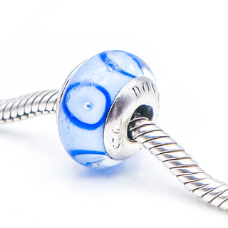 DONATELLA Blue Murano Glass Charm With Sterling Silver Core