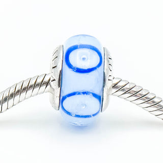 DONATELLA Blue Murano Glass Charm With Sterling Silver Core