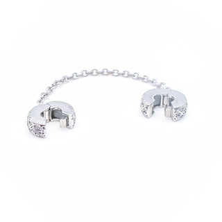 LOOK NINA Sterling Silver Safety Chain With Silicone for Charm Bangles With Clear Cyrstals