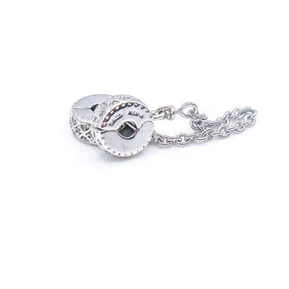 LOOK NINA Sterling Silver Safety Chain With Silicone for Charm Bangles With Clear Cyrstals
