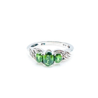 Sterling Silver Chrome Diopside Three Stone Ring Size 5