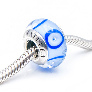 DONATELLA Blue Murano Glass Charm With Sterling Silver Core
