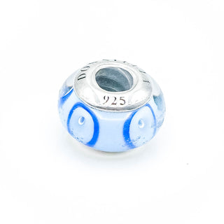 DONATELLA Blue Murano Glass Charm With Sterling Silver Core