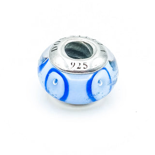 DONATELLA Blue Murano Glass Charm With Sterling Silver Core