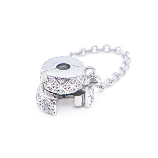 LOOK NINA Sterling Silver Safety Chain With Silicone for Charm Bangles With Clear Cyrstals
