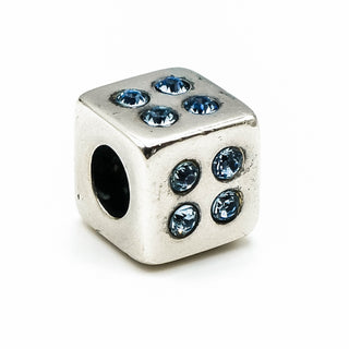 ZABLE Dice Sterling Silver Charm With Blue Crystal