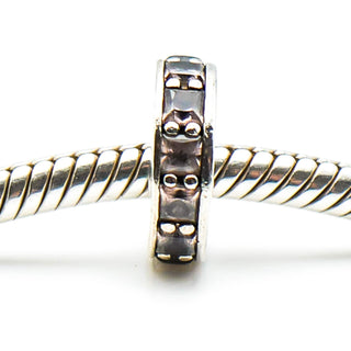 PANDORA Eternity Spacer Pink Blush Crystal Retired Sterling Silver Eternity