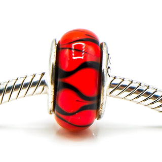 QG Brand Red Murano Glass Charm With Sterling Silver Core